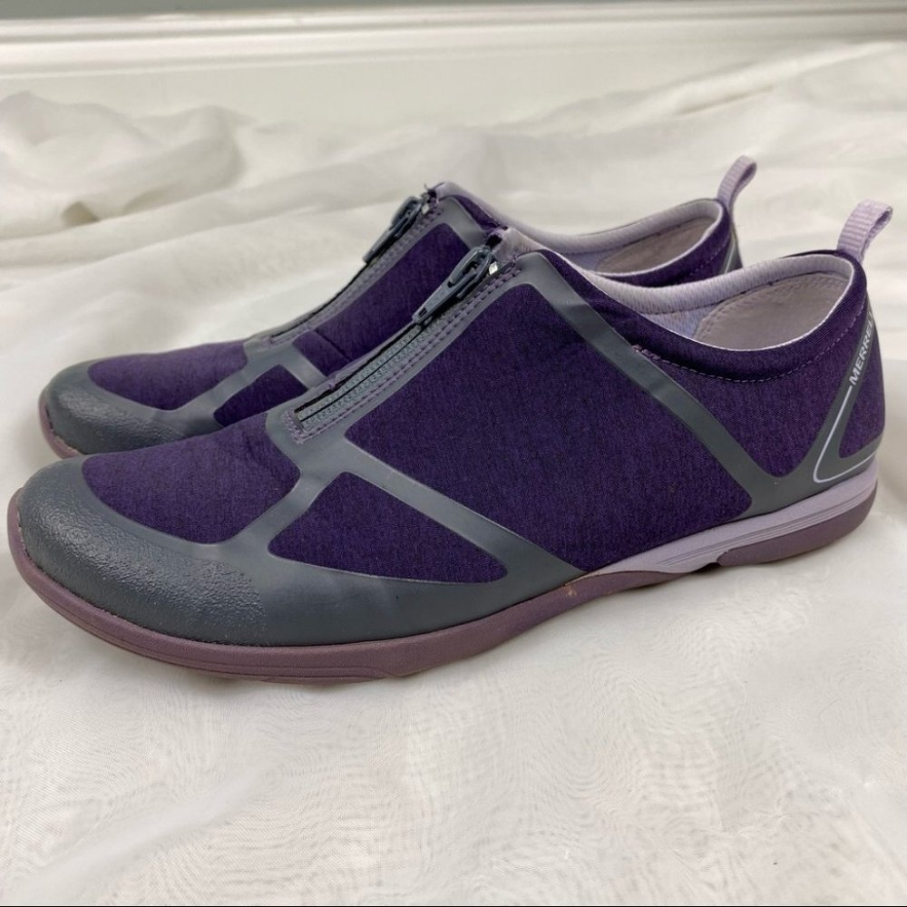 Merrell Logan Berry Sneakers 7.5 Zipper Closure Zip Up Purple Walking Outdoor